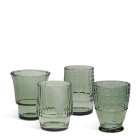 Stacking glass tumblers (set of 4) - Green fish