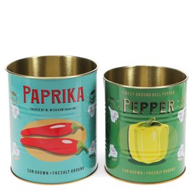 Medium storage tins (set of 2) - Paprika and pepper
