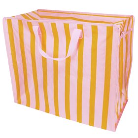 Jumbo storage bag - Pink with orange stripe