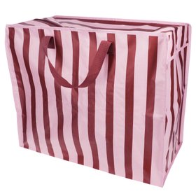 Jumbo storage bag - Pink with brown stripe