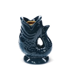 Ceramic candlestick (12cm) - Dark Blue fish