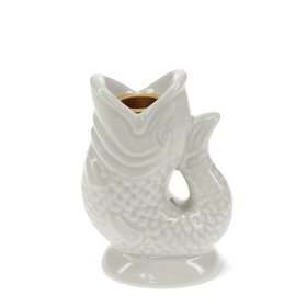Ceramic candlestick (12cm) - Stone grey fish