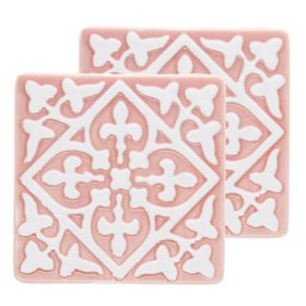 Ceramic tile coasters (set of 2) - Pink