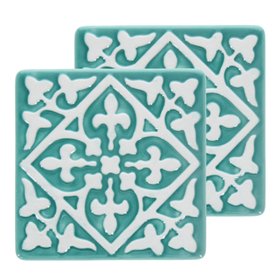 Ceramic tile coasters (set of 2) - Turquoise
