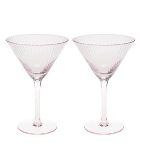 Ridged martini glasses (set of 2) 200ml - Pink