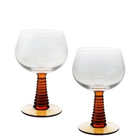 Retro roemer glasses 350ml (set of 2) - Amber