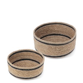 Woven seagrass decorative baskets (set of 2) - Natural