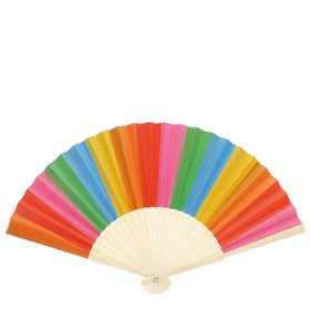 Recycled paper hand fan - Rainbow Stripe