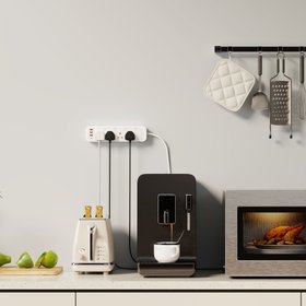 2M Extension Lead with USB Ports – Surge Protected Power Strip, 2M Cable, White