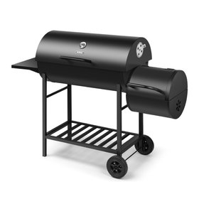 Barrel Charcoal BBQ with Offset Smoker