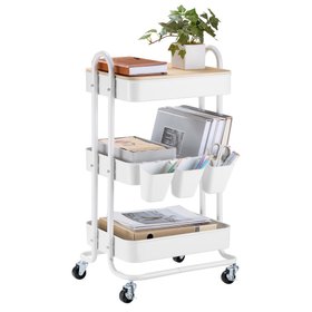 White Storage Trolley on Wheels