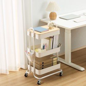 White Storage Trolley on Wheels