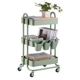 Green Storage Trolley on Wheels