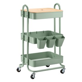 Green Storage Trolley on Wheels