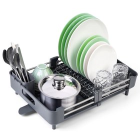 Extendable Grey Dish Drainer Rack