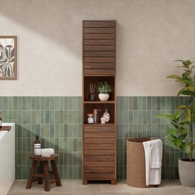 Chester Tallboy Bathroom Cabinet - Dark Wood