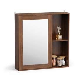Chester Bathroom Mirror Cabinet - Dark Wood
