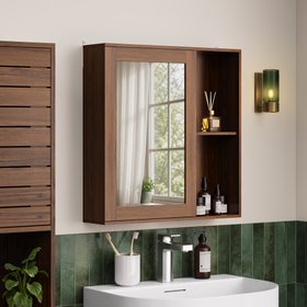Chester Bathroom Mirror Cabinet - Dark Wood