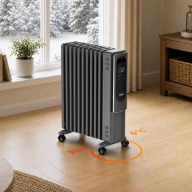 11 Fin Smart Oil Filled Radiator 2500W with Digital Display - Grey