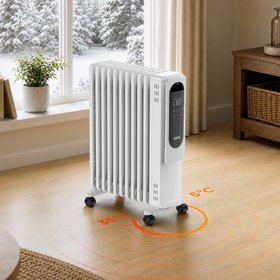 11 Fin Smart Oil Filled Radiator 2500W with Digital Display - White