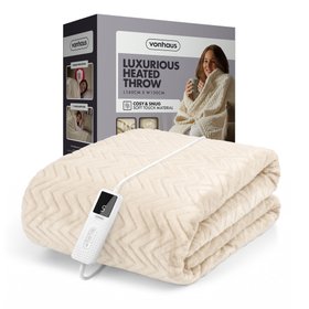 Cream Heated Throw Blanket