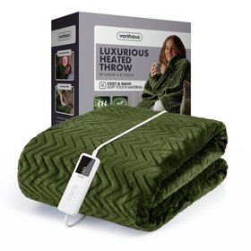 Olive Heated Throw Blanket