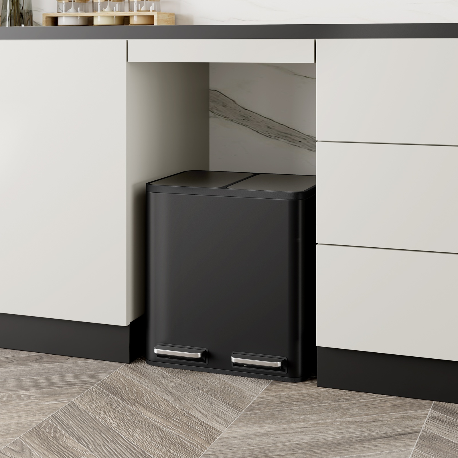 Matte Black Double Bin - 30L