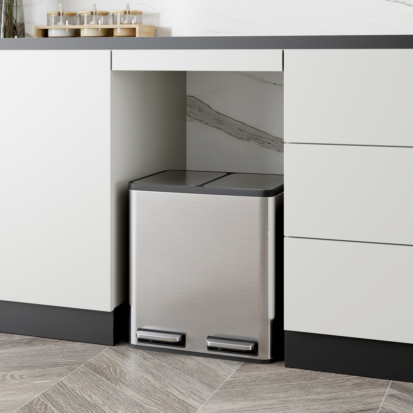 Stainless Steel Double Bin - 30L