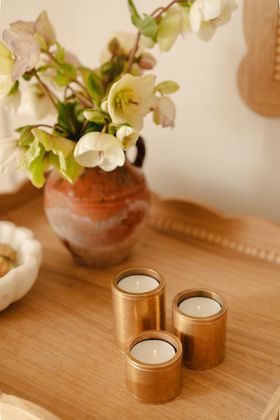 Barwick Plain Set of Three Brass Tealight Holders