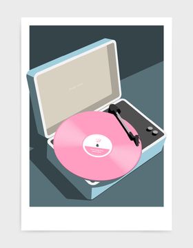 Personalised vintage record player pink