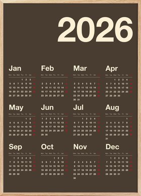 Brown Calendar 2026 Print
