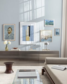 Light blue art walls are trending now