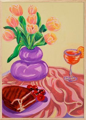Joeyline Tannous - Grilled cheese andFlowers Print