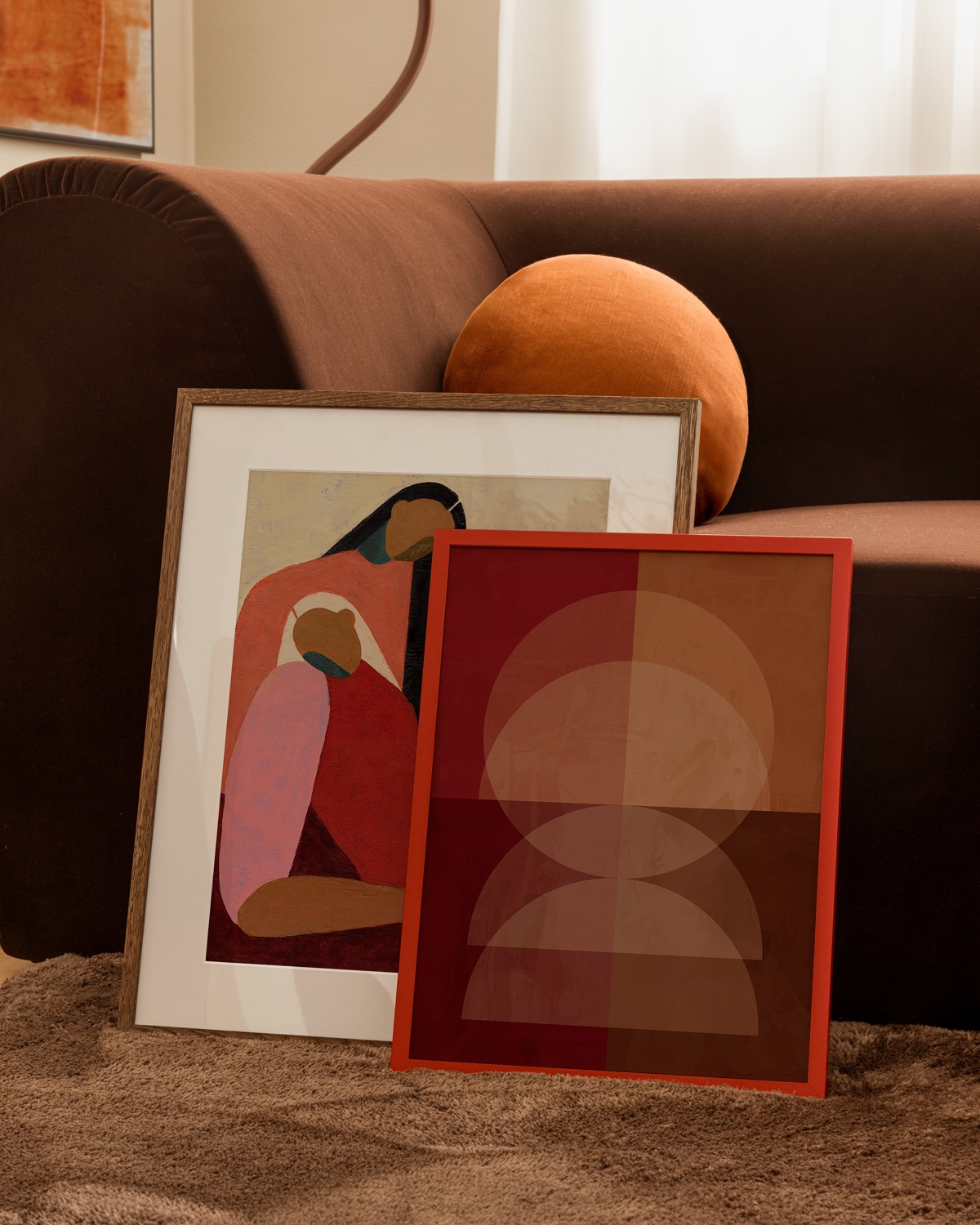 Pair bold abstracts with coloured frames for a vibrant look