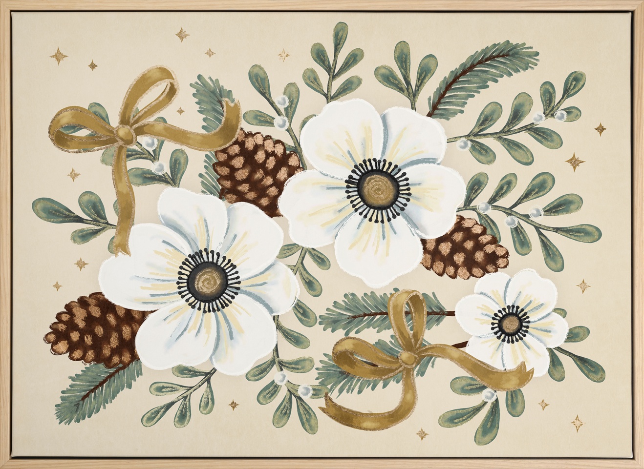 Ribboned Winter Blooms Canvas