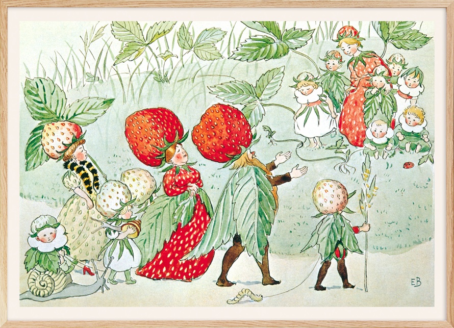 Elsa Beskow - The Strawberry Family Print