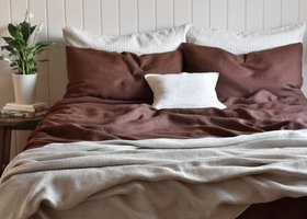Sable Brown Linen Duvet Cover Bed Sets