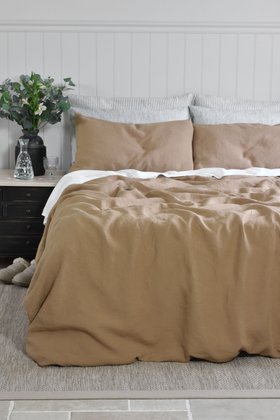 Warm Butterscotch Linen Duvet Cover Set