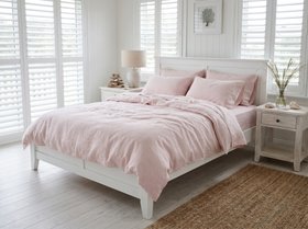 Chalk Pink Linen Duvet Set