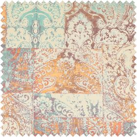 Amalfi Patchwork Pattern Printed Velvet Multi Coloured Pastel Colours Upholstery Fabric