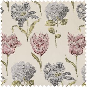 Green Purple Pink Colour Floral Theme Pattern Chenille Upholstery Fabric JO-891