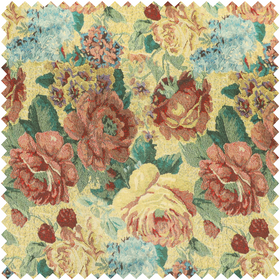 Aliza Floral Pattern Multi Colour Printed Chenille Upholstery Fabric