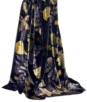 Midnight Velvet Silk Velvet Scarf Botanical Prints Leaves Flowers Marian May Textile Art.jpeg