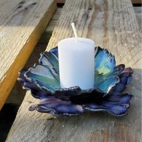 Candle Holder in Black, Green & Blush Pink