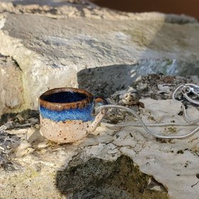 Mini Handmade Pottery Mug Charm for Coffee Lovers – Speckled Vanilla