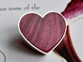 Sterling Silver and Crimson Clay Heart Brooch