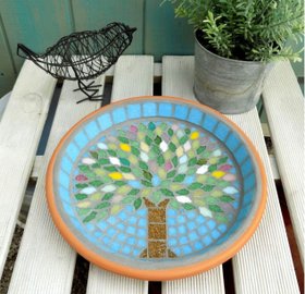 Spring Jewel Tree Mosaic Bird Bath Wildlife Garden Ornament