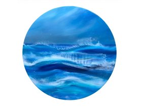 Large circle seascape resin artwork- original