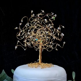Gold Wire Birthstone Cake Topper Tree