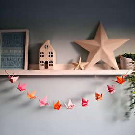 Handmade Origami Paper Crane Garland – Colourful Hanging Decoration